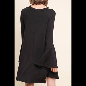 Long Trumpet sleeve Dress w/ cutout neckline